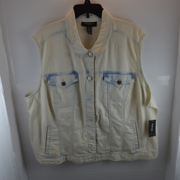 Style & Co Jean Whitewashed Vest - Picture 2 of 5